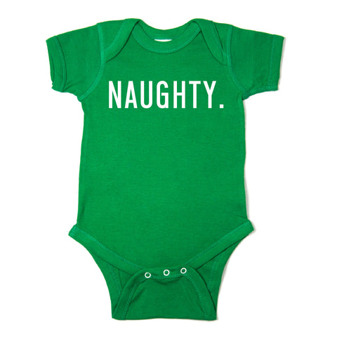 Christmas Naughty & Nice Words Short Sleeve Infant Bodysuit