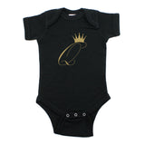 Gold Glitter Queen Q with Crown Short Sleeve Baby Infant Bodysuit