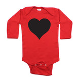 Big Black Heart Long Sleeve Baby Infant Bodysuit