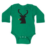 Christmas Black Reindeer w/ Glitter Nose Long Sleeve Infant Bodysuit