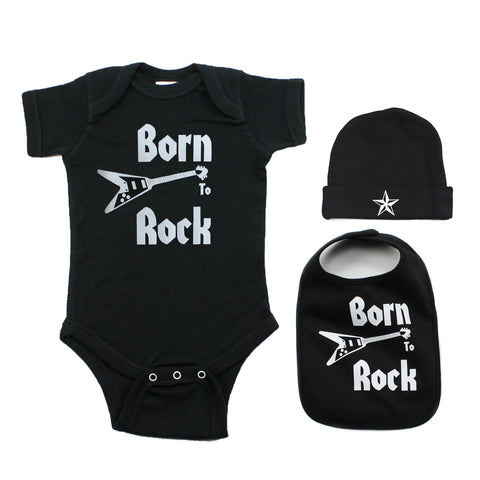 Born to Rock Unisex-Babies 3 Piece Short Sleeve Gift Set