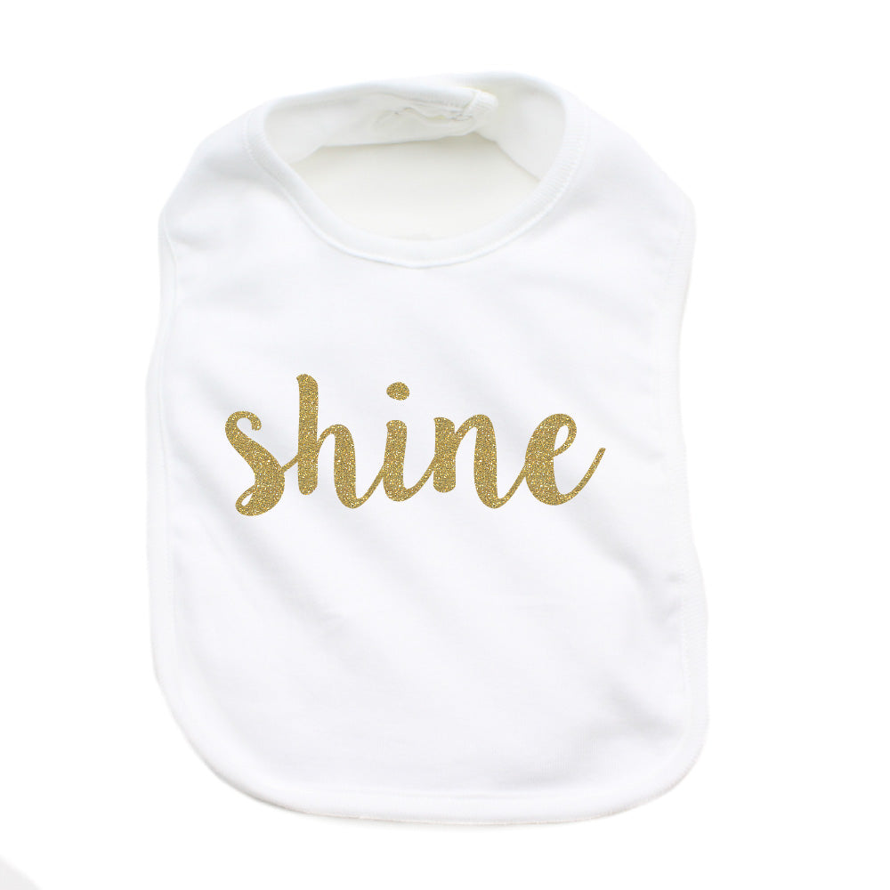 Christmas Shine with Gold Glitter Soft Cotton Infant Bib
