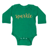 Christmas Sparkle with Gold Glitter Long Sleeve Infant Bodysuit