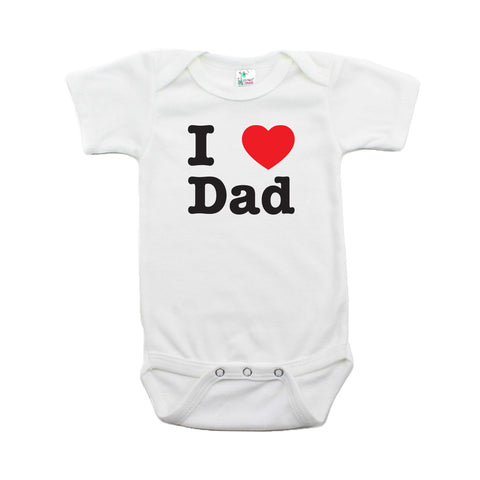 Father's Day I Heart Love Dad Short Sleeve Baby Infant Bodysuit