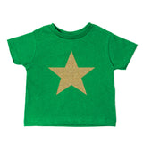 Christmas Big Gold Glitter Star Toddler Short Sleeve T-Shirts