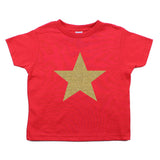 Christmas Big Gold Glitter Star Toddler Short Sleeve T-Shirts