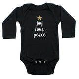 Christmas Joy Love Peace Tree Glitter Star Long Sleeve Infant Bodysuit