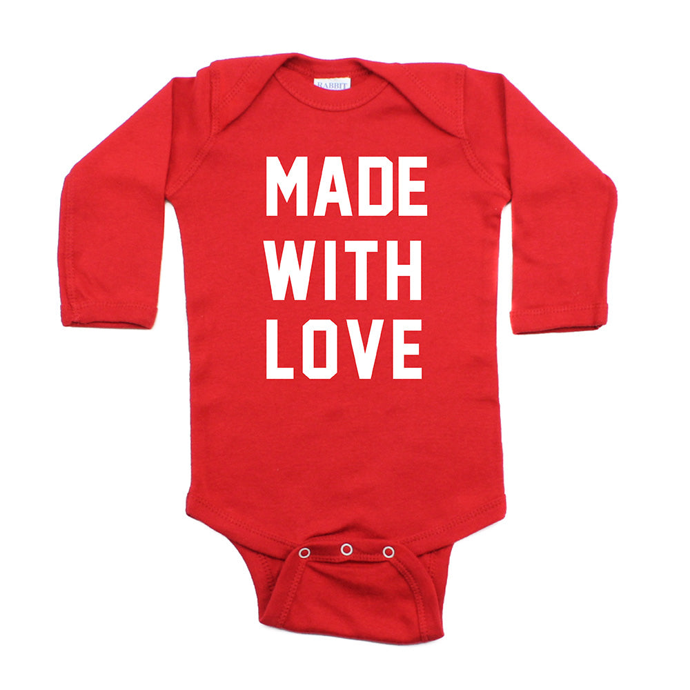 Valentine's Day Made With Love Long Sleeve Infant Bodysuit