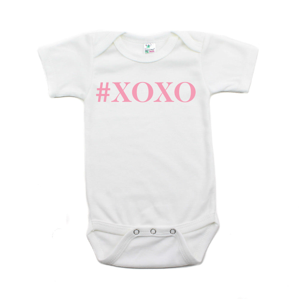 Valentine's Day #XOXO Hugs and Kisses Short Sleeve Infant Bodysuit